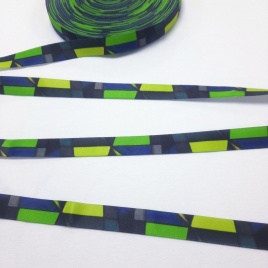 Резинка Декоративная ш. 20 мм. Сине-зелёная абстракция на сером