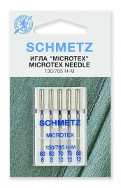 Иглы Schmetz 130/705 H-M №60(2);70(2);80 Микротекс (особо острые) 5 шт.