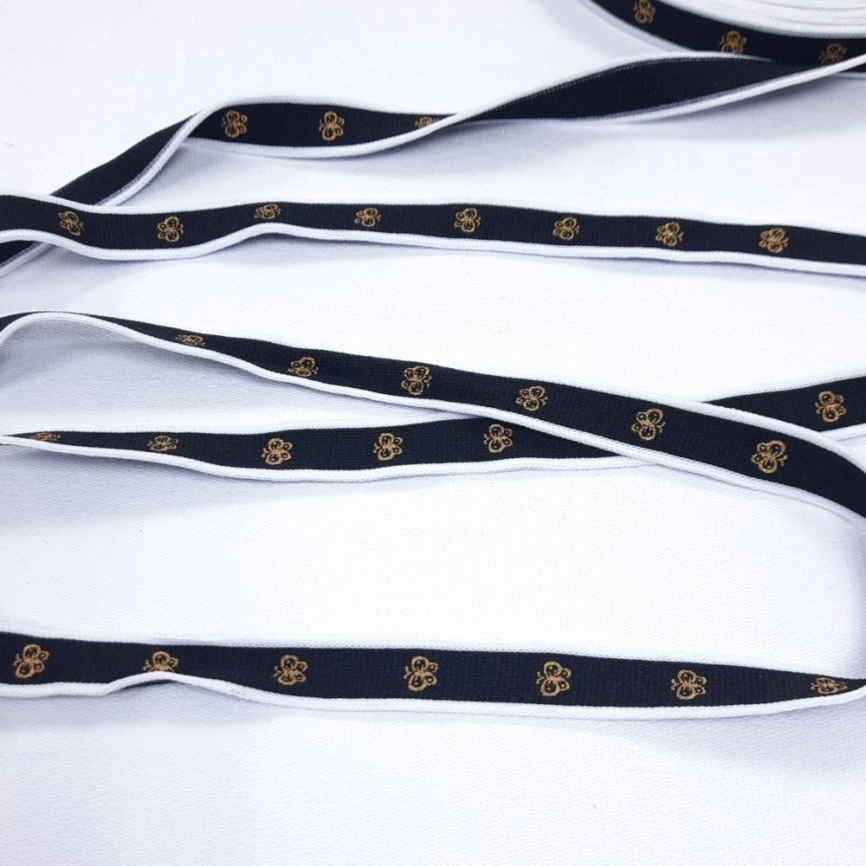 Лента отделочная ш. 18 мм. Бабочки на чёрном фото 1