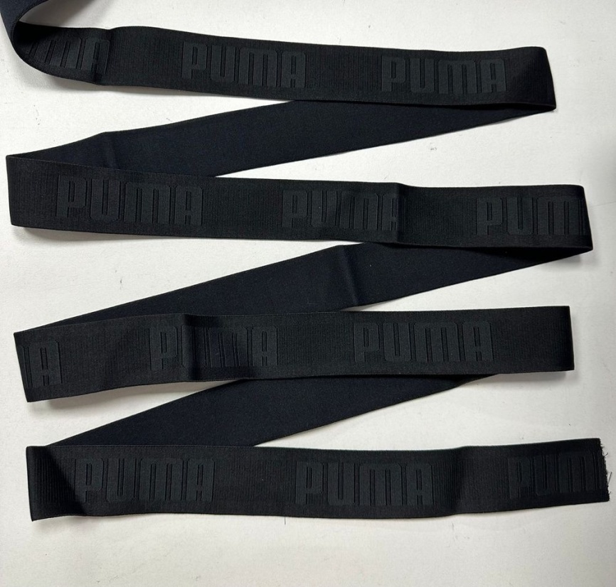 Резинка Декоративная ш. 40 мм. Чёрная Puma на чёрном фото 1